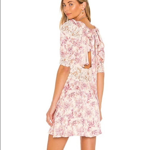 Free People Lucie Mini in Pink Combo tie back lace insert 12 - Picture 1 of 9